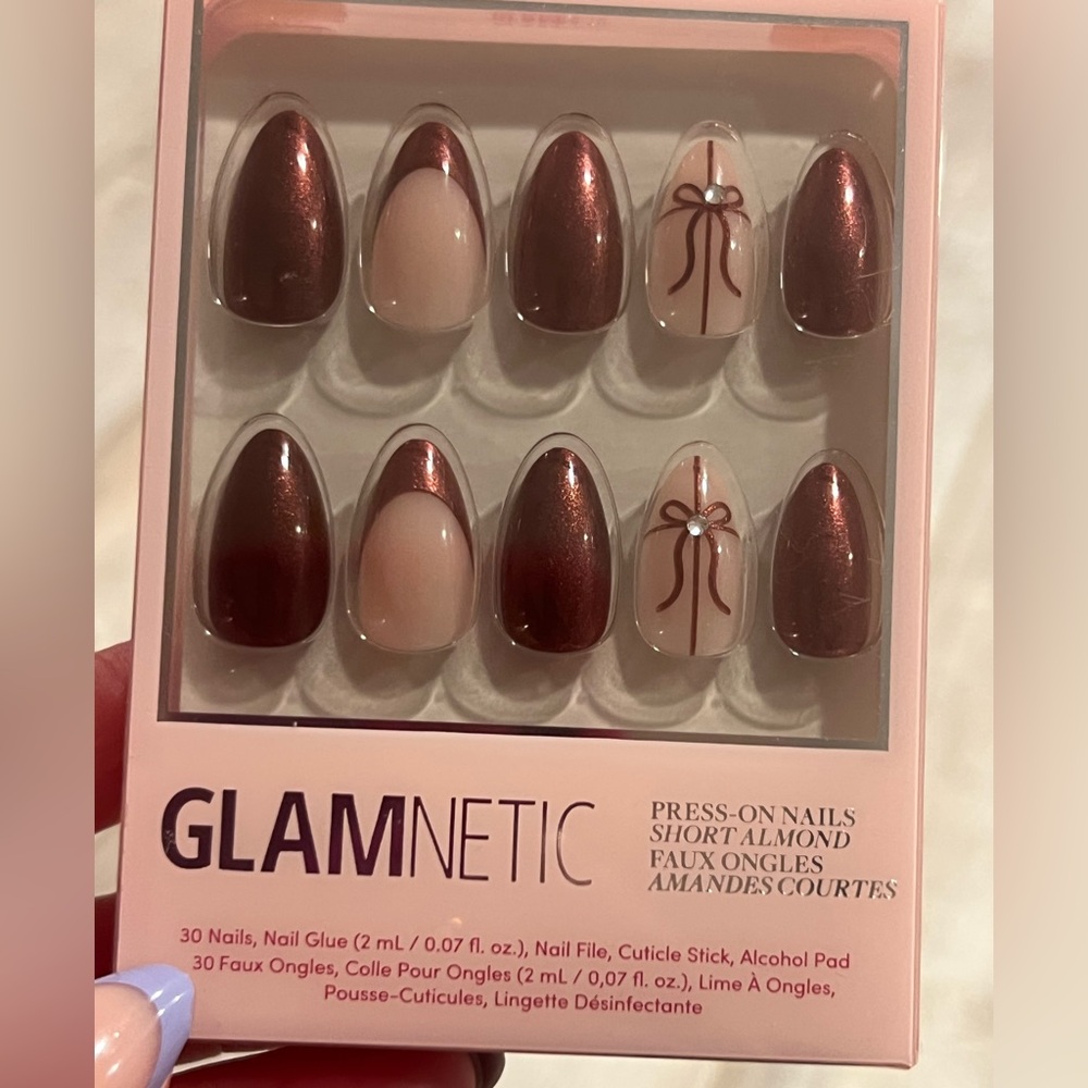 Glamnetic Short Almond Press-On Nails - Pink & Rose Gold
